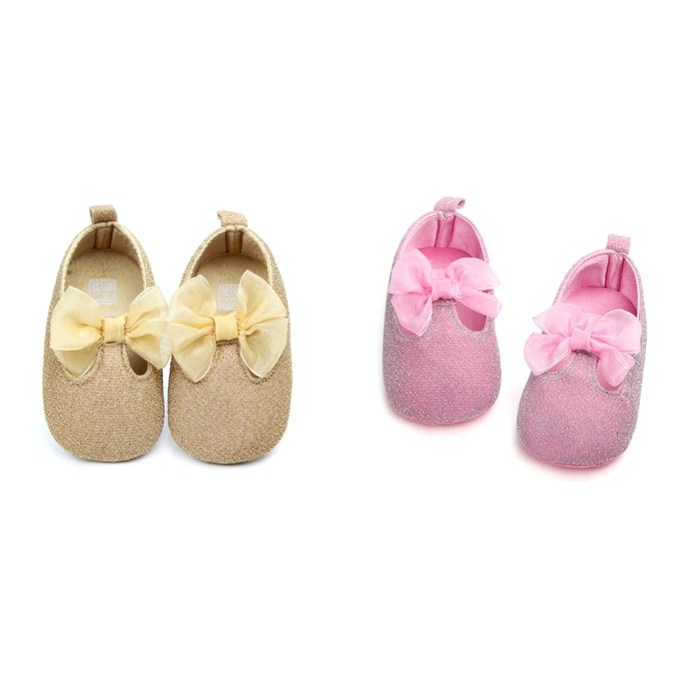 Для маленьких девочек обувь прекрасная Bowknot Кожа 2 цвета; нескользящие сникерсы на мягкой подошве для детей ясельного возраста; для детей 0-12 мес., Прямая поставка