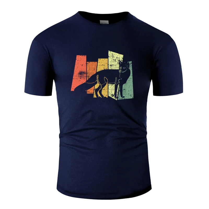 Men-Navy Blue Индивидуальная удобная мужская футболка с лисой,, уличная одежда, европейский размер, S-5xl, Kawaii, Мужская футболка из хлопка, веселая, высокое качество - Цвет: Men-Navy Blue