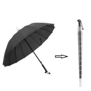 

Rain Umbrella Men Quality 16K Strong Windproof Glassfiber Long Handle Large Umbrella Women Gifts Waterproof Sleeve umbrella