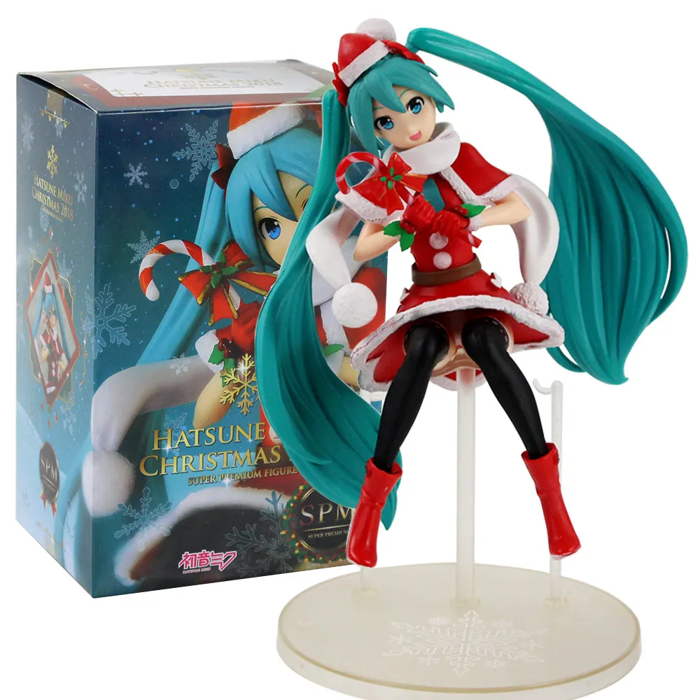 Hatsune Miku 21 см японское аниме Хацунэ Мику Фигурки игрушки Рождественская одежда украшения куклы рождественский подарок для детей - Цвет: Hatsune Miku