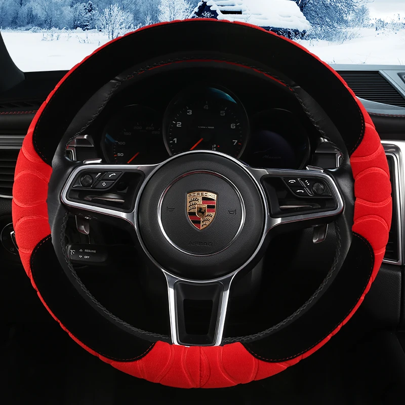 

D Shape O shape 38CM Car Steering Wheel Cover Non-slip Plush for POLO GOLF 7 Scirocco Suzuki Swift Nissan Rogue High Quality