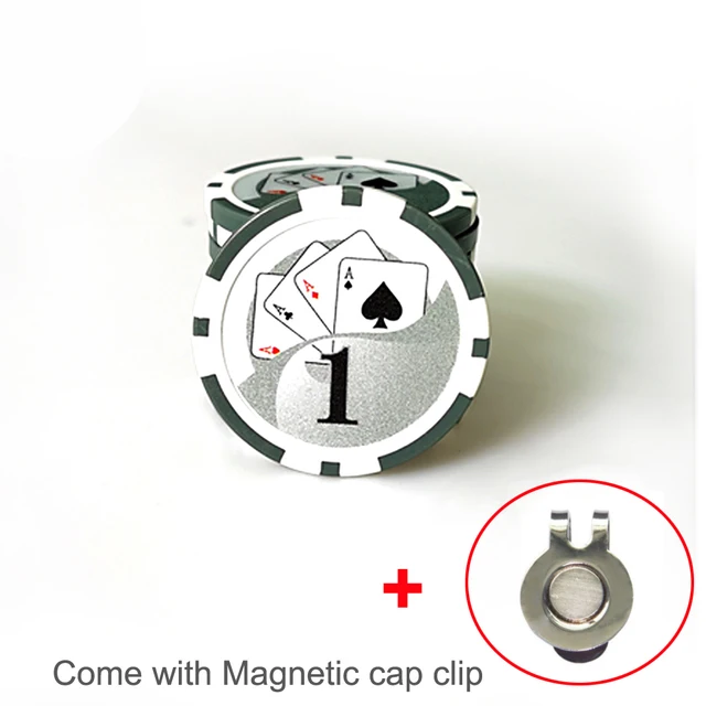 1Pcs New Golf Ball Marker with A Standard Hat Clip Magnetic Alloy Marker Golf Accessories Poker Numbers 1