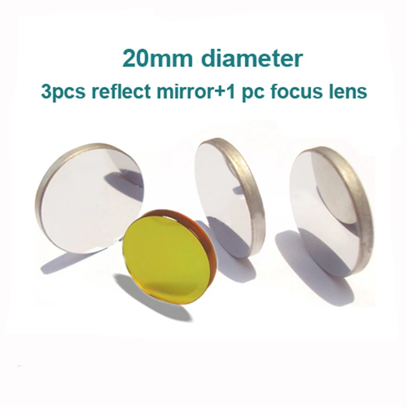 

3pcs 20mmx3mm MO laser reflect mirror +1pc 20mmx50.8mm CO2 laser focus lens for laser engraving machine