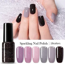 NICOLE DIARY Pure Nail Color Polish Holographic Glitter Sequins Nail Art Varnish Shinning Manicure Nail Lacquer Nail Designs