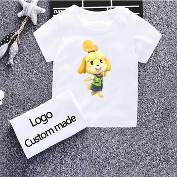 

Cartoon Design Funny Kids T Shirt Boys and Girls Summer White Animal Crossing T-shirt Baby Casual Clothes