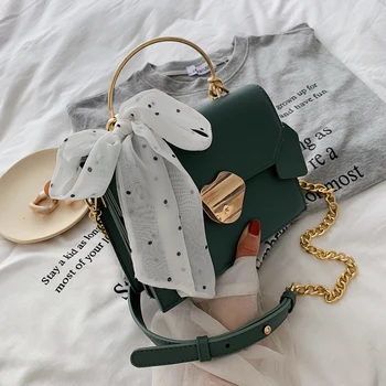 

ins girl scarf chain messenger bag female new Korean chic Harajuku Japanese vintage simple casual fashion ladies messenger bag