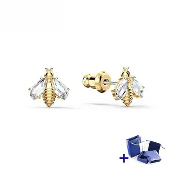 

High Quality Original SWA Earrings with Original Engraving ETERNAL FLOWER BEE PIERCED EARRINGS Luxury Jewelry Free Shipping