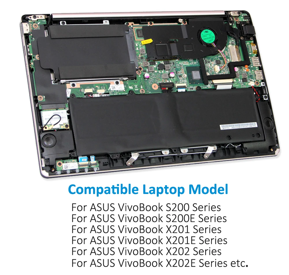 Kingsener-bateria para Computador Portátil para Asus Vivobook S200 S200e X201 X202 X202e Tamanhos de 5136mah Baterias p/ laptop - Imagem 6