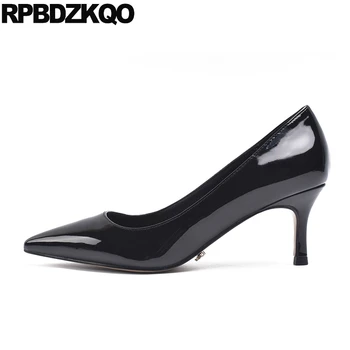 

slip on 2019 purple thin designer pointed toe patent leather shoes size 4 34 scarpin ladies high heels pumps black green 3 inch