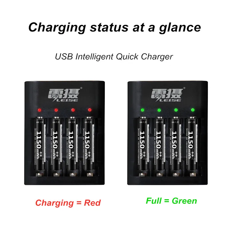 Leise 1150mwh 1,5 V литиевая батарея AAA 3A Li-ploymer перезаряжаемые батареи с USB зарядное устройство Умный индикатор светильник