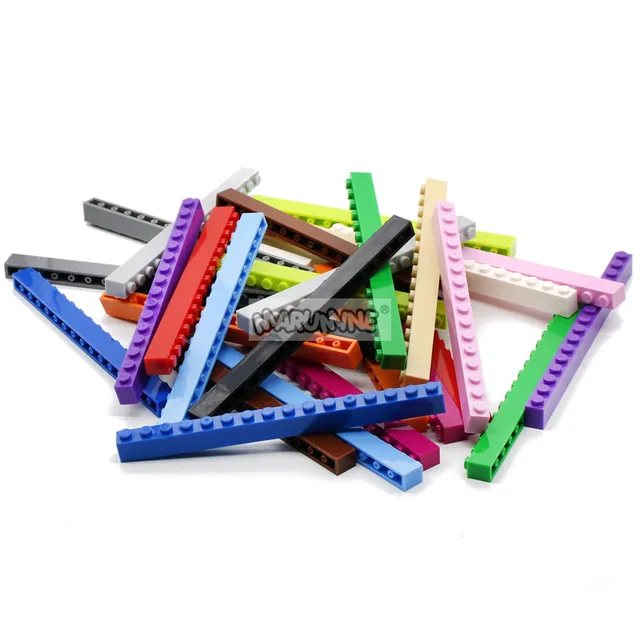MARUMINE 30PCS 1x16(3H) Building Bricks Cube Classic MOC Base Blocks Part City Particles Compatible with 2465 Construction Toys 4