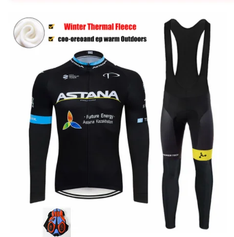 Winter Cycling suit Астана зимний термальный флисовый комплект с длинными рукавами bicicleta maillot ciclismo комплект велосипедная зимняя одежда для велоспорта Ropa de invierno - Цвет: Winter Cycling suit