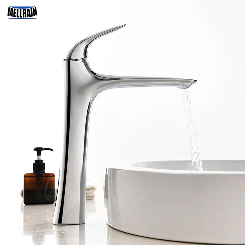 Water Fall Faucet Polished & Chrome Bathroom Water Mixer Tap Single