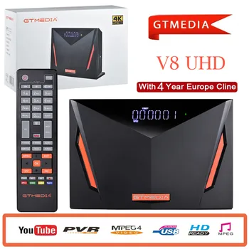 

New Gtmedia V8 UHD DVB S2 satellite receiver Powered by Gtmedia V8 NOVA 4 Years Europe cline youtube receptor freesat v8 UHD