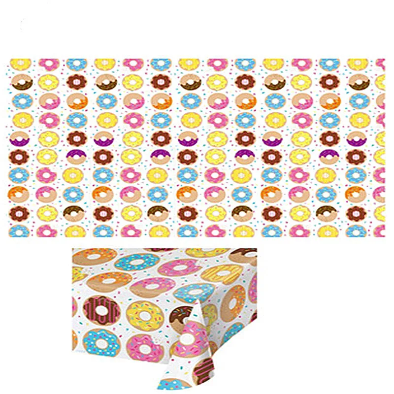 Пончик вечерние одноразовые наборы посуды пончики счастливый плакат "с днем рождения" для свадьбы или «нулевого дня рождения» дети любят день рождения принадлежности - Цвет: tablecloth