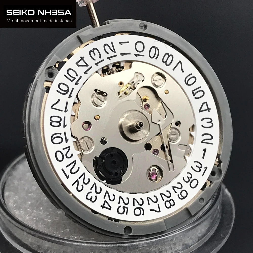 Japan Seiko NH35A Premium Mechanical Movement NH35 White Datewheel 24  Jewels Automatic Self-winding High Accuracy Movt Replace