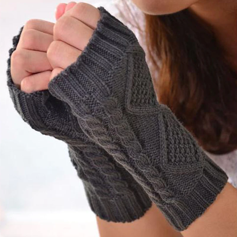 Вязаные длинные перчатки женские теплые вышитые зимние перчатки без пальцев перчатки для женщин Девушка Guantes Invierno Mujer Luvas