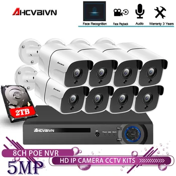 

CCTV H.265 System POE RJ45 Wireless NVR Two-way audio Face Recognition 5MP Security IP66 36 IR-CUT IP Camera Surveillance Kit