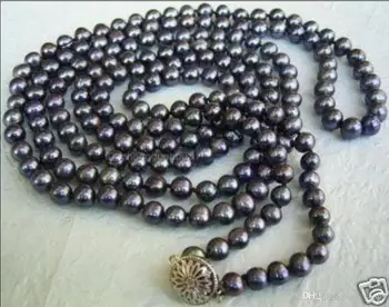 

FFREE SHIPPING**50 inches long 8-9mm Black Tahitian Cultured Pearl Necklace