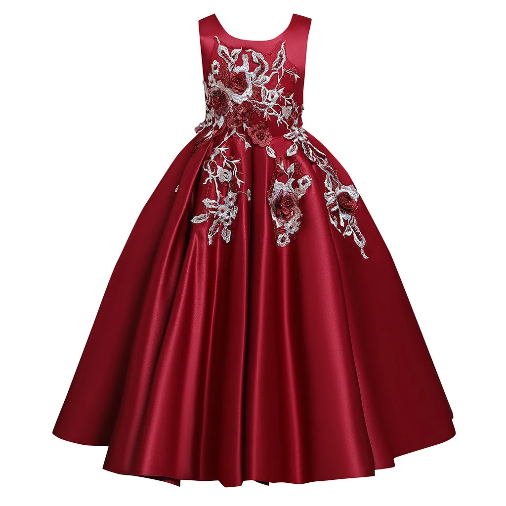 Детское платье принцессы с цветочным рисунком для девочек; элегантные длинные платья с цветочным рисунком для девочек; платье подружки невесты для торжеств; платье для дня рождения; свадебное платье