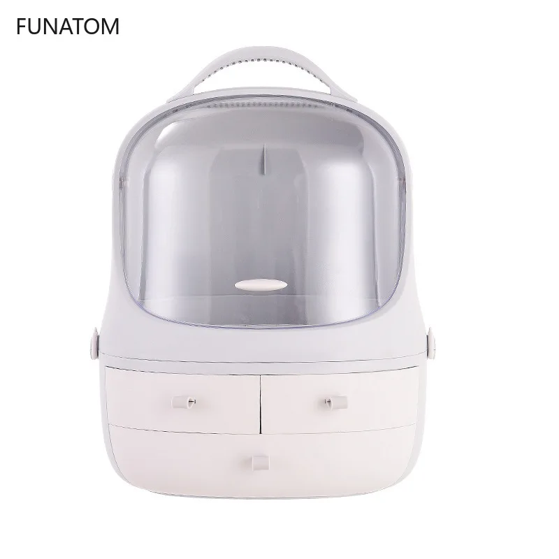 

Hot Waterproof Cosmetic Storage Bins Transparent Makeup Organizer 360 Rotating Acrylic Jewelry Box Drawer Desktop Organizer