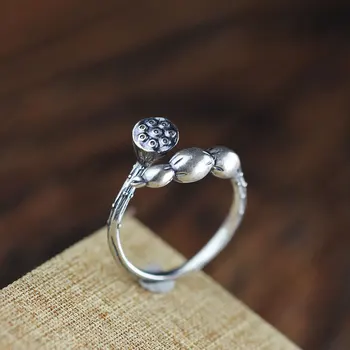 

2019 Rushed Anel Feminino Article Said The New National Wind Oi-lin Element Which Lotus S925 Pure Ornaments Do Old Opening Ring