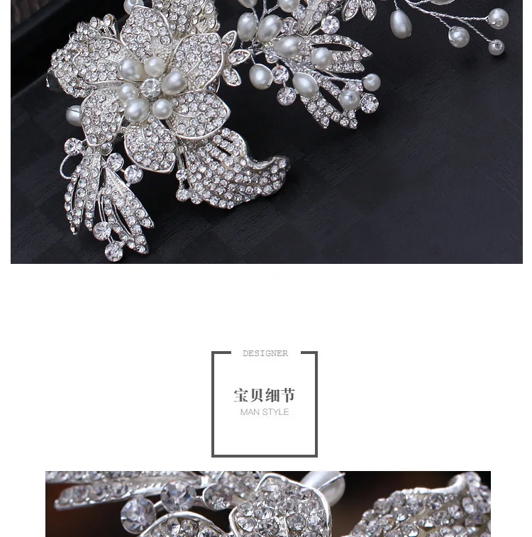 Korean Style Handmade Bride Headdress Luxury Crystal Pearl Flower Hair Band Hair Accessories Marriage Up-do Wedding Dress Orname