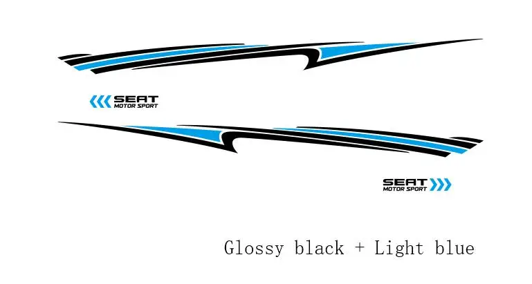 Обе стороны гоночных полос для сиденья Ibiza 3-5 дверей автомобиля тела Васит линии стикеры спортивные стильные аксессуары Авто Виниловая Наклейка - Название цвета: Glossy black-L Blue