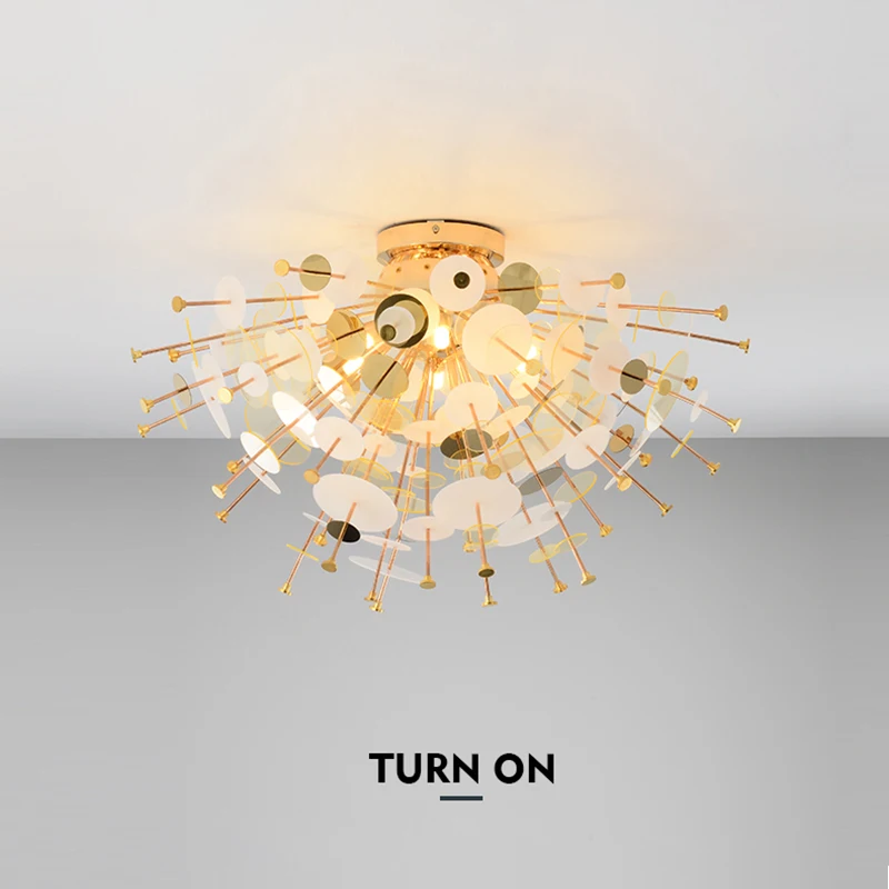 6 lights Современный простой акриловый диск покрытие золотое полушарие потолочный светильник художественный дизайн фейерверк светодиодный украшение спальни G9 осветительное оборудование - Цвет корпуса: 6 lights