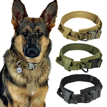 

Dog Collar Nylon Adjustable Military Tactical Dog Collars Control Handle Training Pet Cat Dog Collar Pet Products