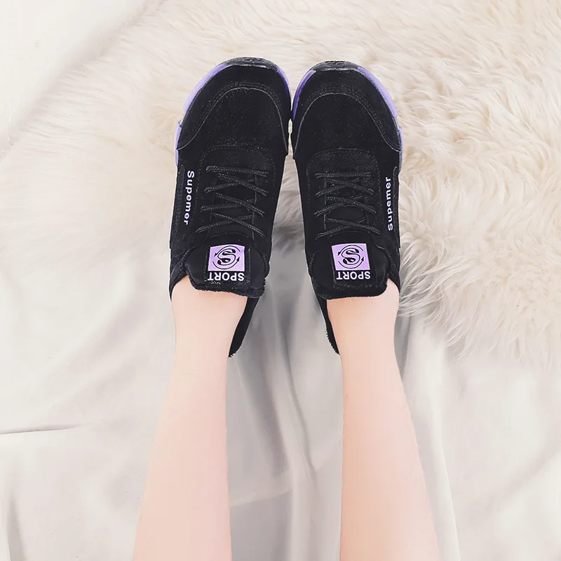 

2019 Autumn And Winter New Style Students Low Top Sports Shoe Korean-style Versatile Flat Trend Leather plus Velvet WOMEN'S Casu