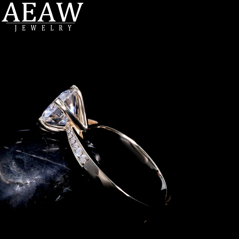 AEAW 1.0ct 2.0ct 3.0ct 4.0ct круглая огранка 14 к Белое золото Желтое золото Муассанит кольцо оригинальные ослепительные ювелирные изделия для девушек для женщин