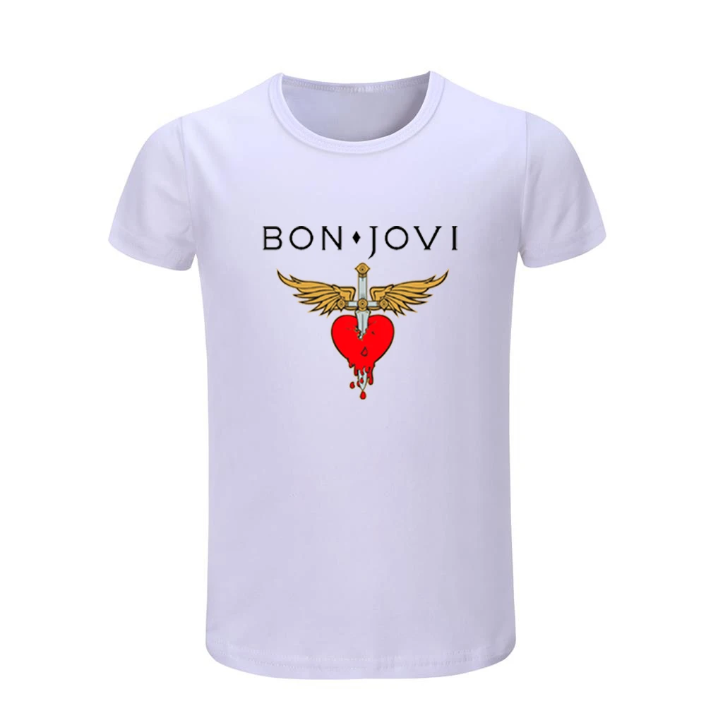 Bon Jovi/Детские футболки с рисунком рок-группы «Крыло», «сердце», «меч», «полиция», «рок-группа», детские футболки с графическим принтом, топы, рождественский подарок - Цвет: JeKW999D