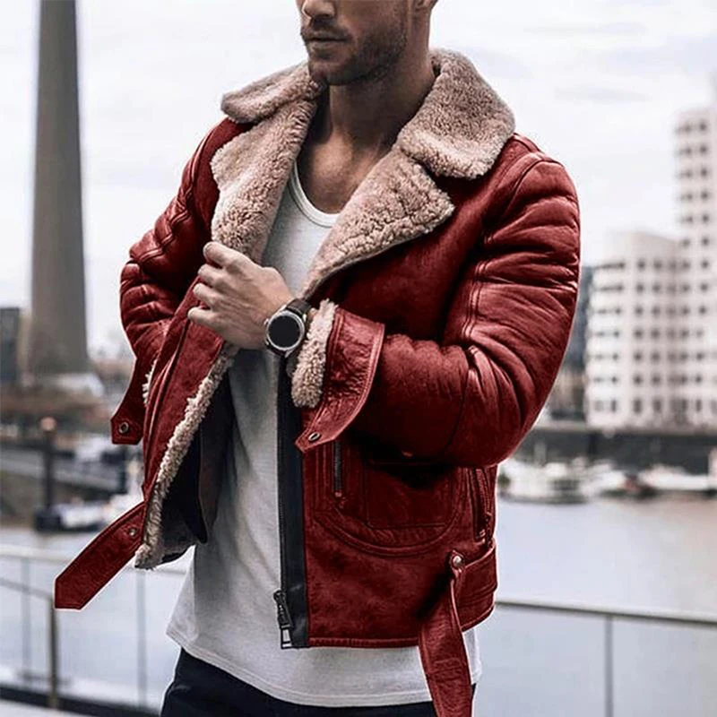 Мужские зимние байкерские пальто из искусственной кожи, кожаные куртки, модные повседневные толстые теплые мужские мотоциклетные куртки с меховым воротником, ветрозащитные