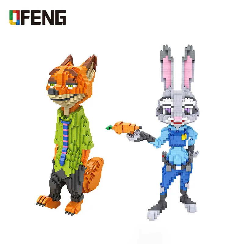 

LOZ mini Blocks Judy Nick Rabbit Fox model Diamond Bricks Cartoon Figure Blocks Set Toys for Children Gifts 9029