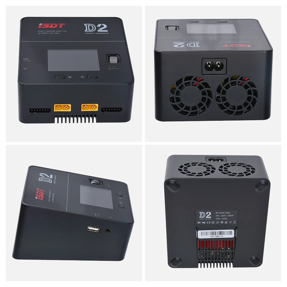 ISDT D2 200 Вт 12A2 AC двухканальный выход LiPo батарея баланс смарт-зарядное устройство Duo Dis зарядное устройство 1-6S Li-Ion Life NiCd NiMH LiHV PB