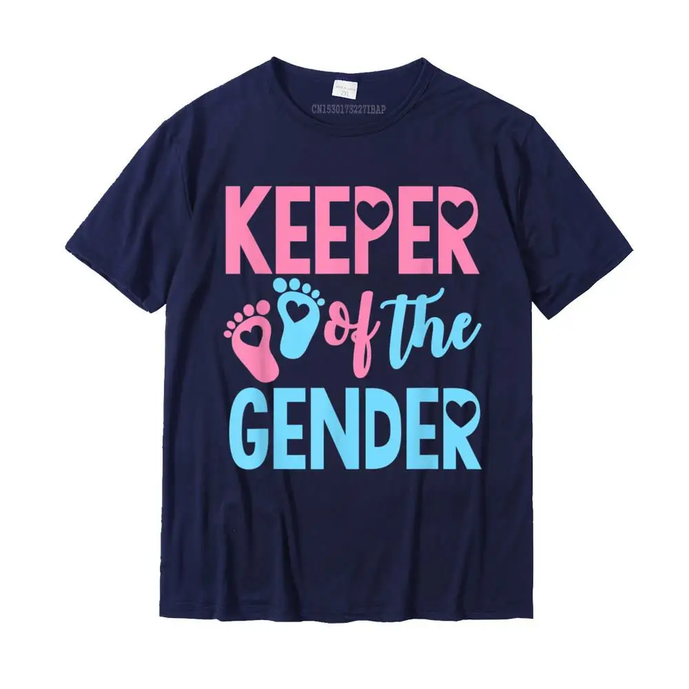 Party T-Shirt for Male Cool Labor Day Tops Tees Short Sleeve New Arrival Casual Tops T Shirt Round Collar Pure Cotton Keeper of Gender reveal party idea baby announcement Shirt T-Shirt__MZ15241 navy