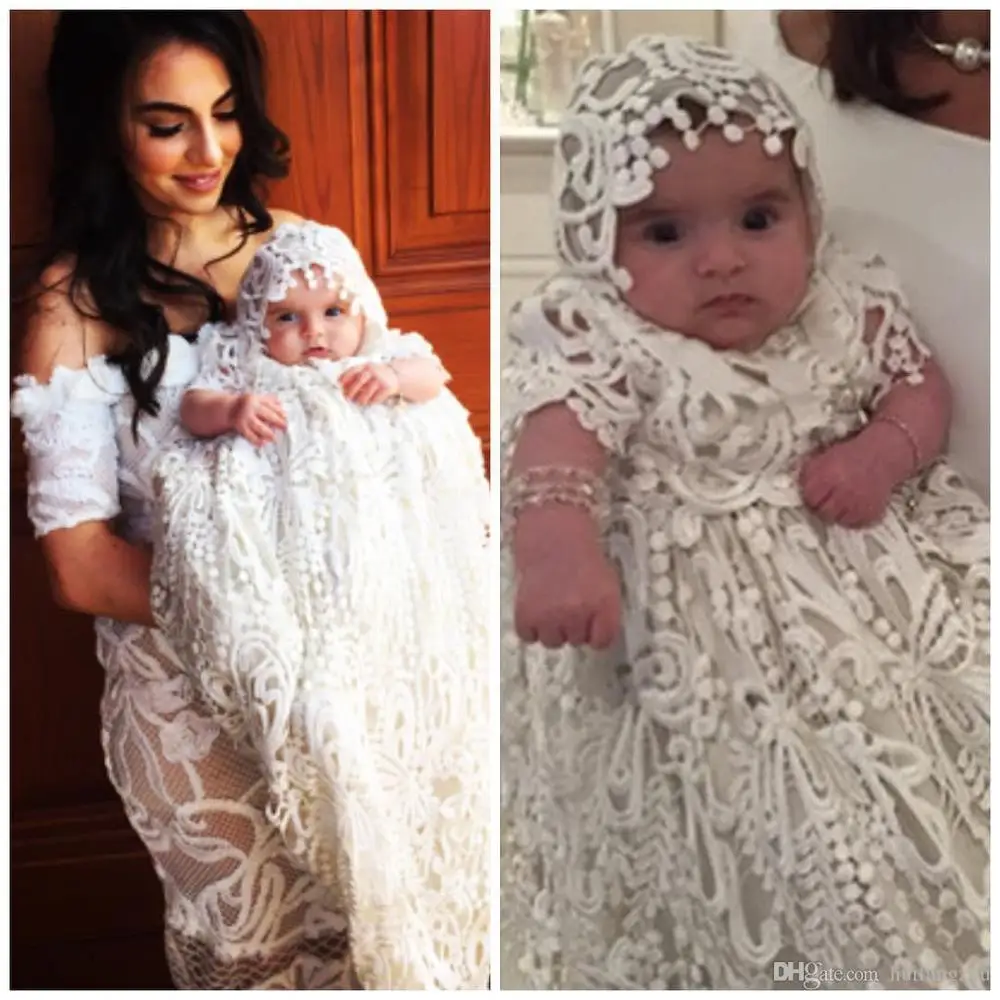 Christening Baptism Gowns For Baby Girls Floral Appliqued A Line Gown Set With Bonnet First Communication Dress | Мать и ребенок