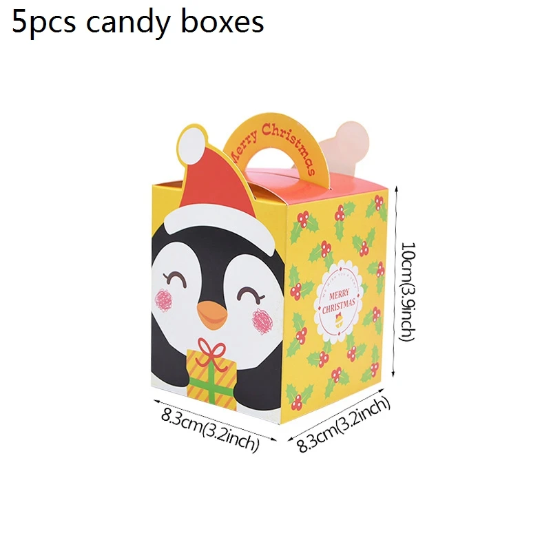Рождественская коробка для конфет веселая Рождественская коробка для яблок Рождественская елка Упаковочная коробка сумка для рождественской вечеринки Подарочная коробка для печенья украшения - Цвет: B10 penguin box