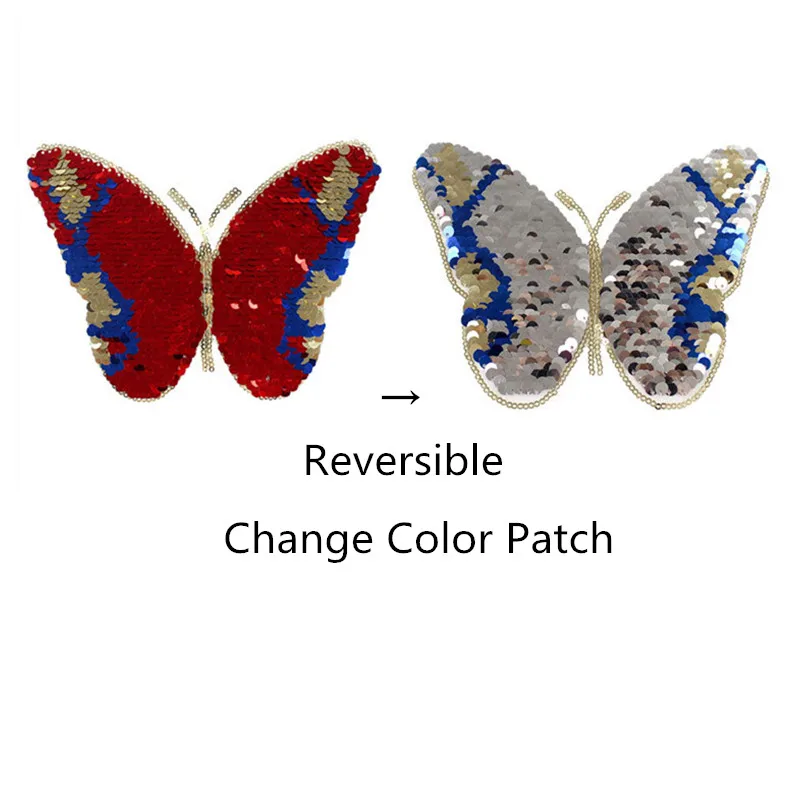 

PVC Appliques Patches DIY Scrapbooking Craft Multicolor Reversible Change Color Butterfly Animal 22cm x 18cm, 1 Piece