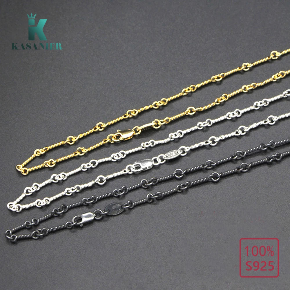 KASANIER, 925 пробы, Серебряное Плетение, базовая цепочка, ожерелье с застежкой-лобстером, простое модное ожерелье для женщин и девочек, оригинальное ювелирное изделие