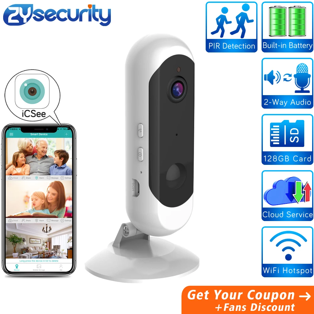  1080p HD Battery Security IP Camera Wireless Home Security WiFi Camera Audio Intercom PIR SD Card H - 4.00008E+12