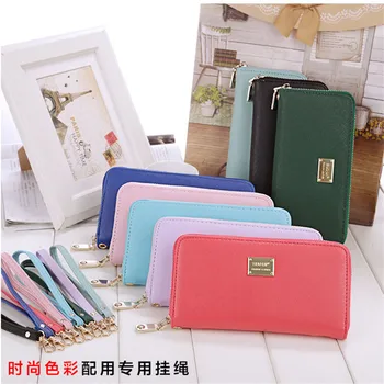 

Lady Zipper Leather Wallet Card Holders Much color can choose Purse Long Handbag