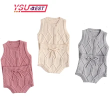 Вязаный для новорожденных, комплект одежды, комплекты для маленьких девочек, детская одежда, вязаный жаккардовый жилет, комплект со свитером для девочек и мальчиков