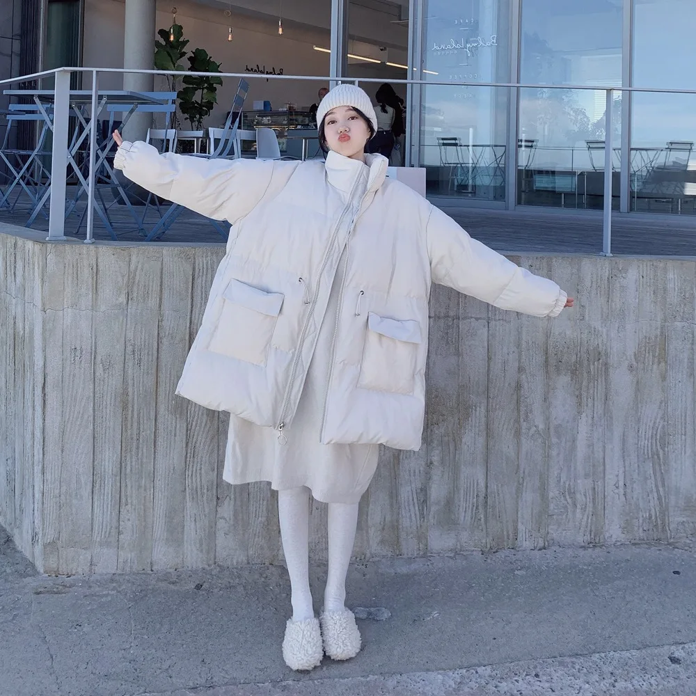 

Photo Shoot Fashionable Oversize Loose Cotton Overcoat 2019 Winter New Style Retro Laziness-Style Large Pocket Cotton Coat