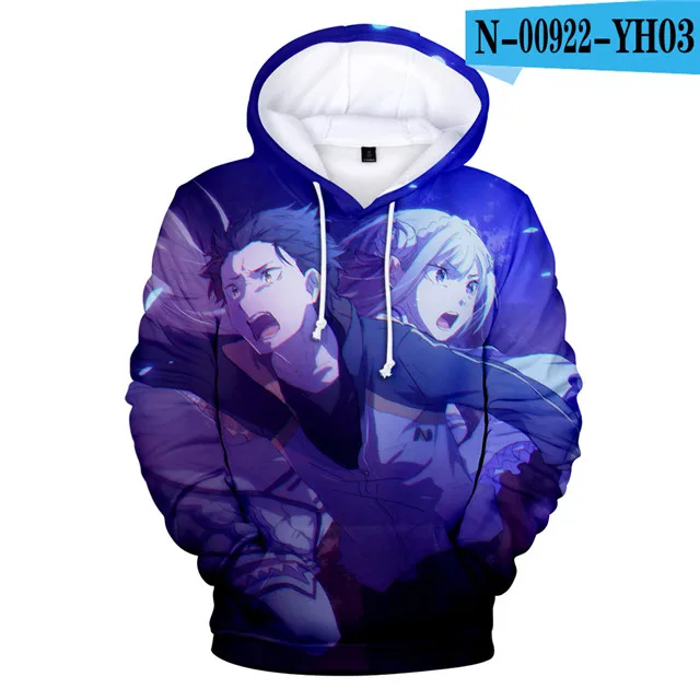 Re Zero Толстовка с капюшоном, куртка, пуловер, пальто, Толстовка для мужчин, женщин, детей, одежда для девочек, одежда Rem and Ram, толстовки с капюшоном в японском стиле - Цвет: 3dwy-206