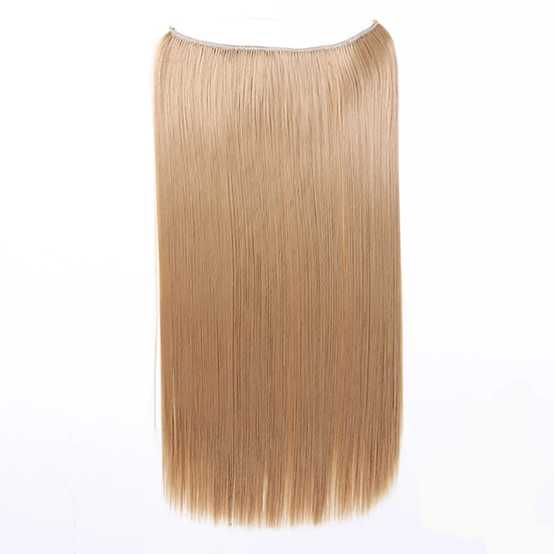 

Allaosify 24 Inch Invisible Wire Hair Extensions Secret Fish Line Hairpieces Straight Natural Synthetic Hair Pieces Red Brown