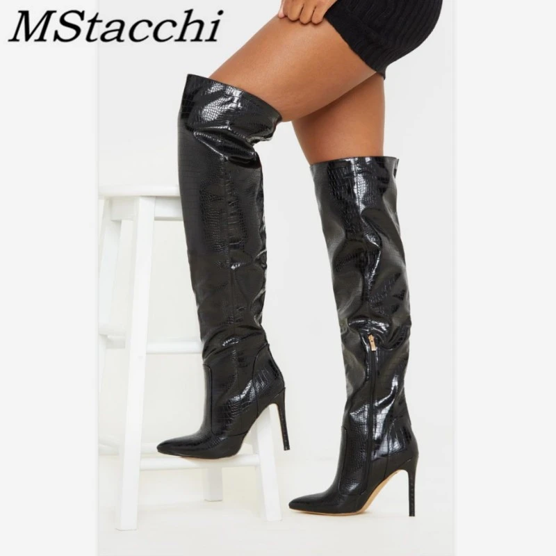 patent leather thigh boots