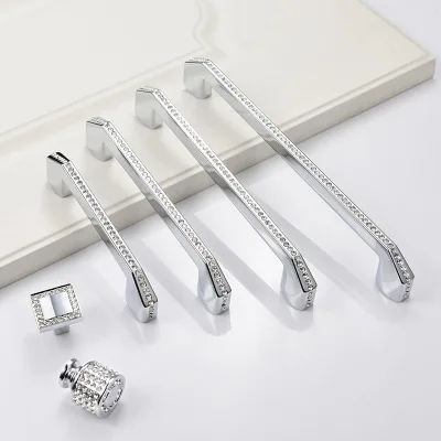 

Crystal Dresser Pull Drawer Knobs Pulls Handles Glass Rhinestone Cabinet Door Handle Silver Modern Hardware Bling Decor