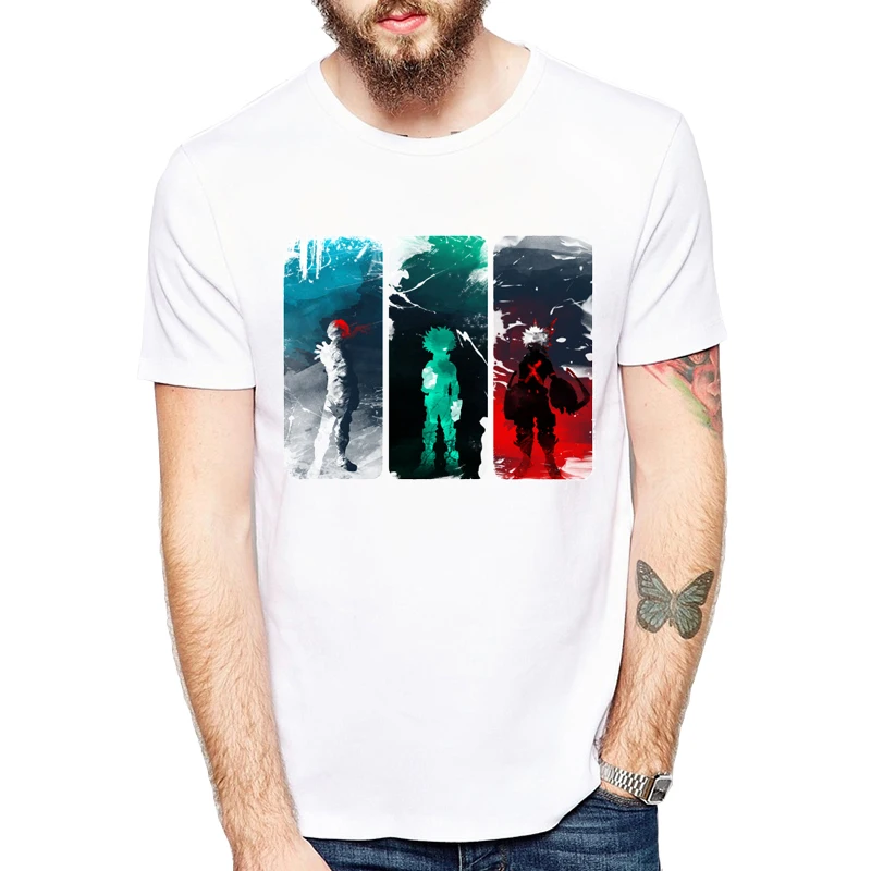 

Men Cute Anime t-shirts Ghibli Elemental Charms/Pokemon Kanji Monsters/KANEKI KEN Print Tshirt Short Sleeve Hipster Comics tee